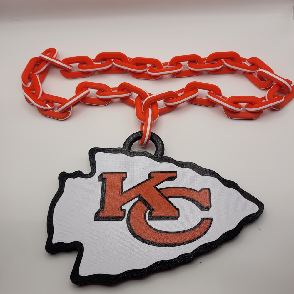 Kansas City Chiefs Hype Chain 3D Printed Arrowhead Logo Fan Necklace Red White